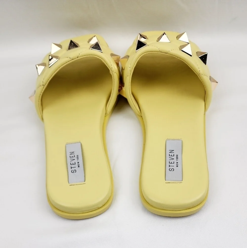 Steven New York  Yuri Yellow Studded Slide Sandals